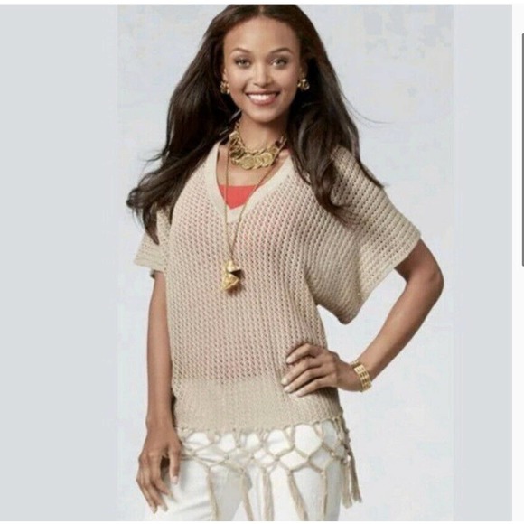 CAbi Sweaters - cAbi Fling Fringe Crochet Pullover Sweater #292